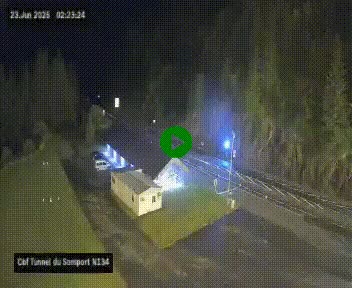 Webcam à l'entrée du tunnel du Somport, côté français, sur la N134, dans les Pyrénées, en direction de l'Espagne, à 1116 mètres d'altitude