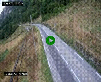 Webcam dans les Pyrénées Atlantique au niveau du col d'Urdos et du fort du Pourtalet sur la N134, en direction du Col et du tunnel du Somport, à 765 mètres d'altitude