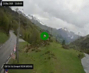 Webcam au col du Somport, côté français, sur la N134, dans les Pyrénées, en direction de l'Espagne, à 1632 mètres d'altitude