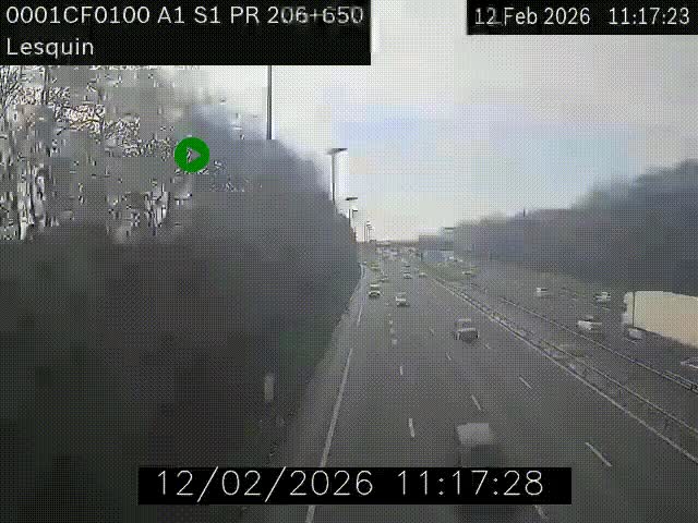 Webcam autoroute A1 à hauteur de Lesquin. Vue orientée vers Lille