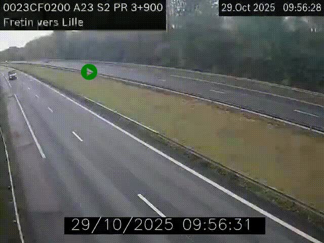 Webcam autoroute A23 à hauteur de Fretin. Vue orientée vers Lille