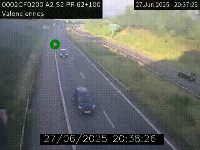 Webcam autoroute A2 à Valenciennes. Vue orientée vers Maubeuge et Mons (Belgique)