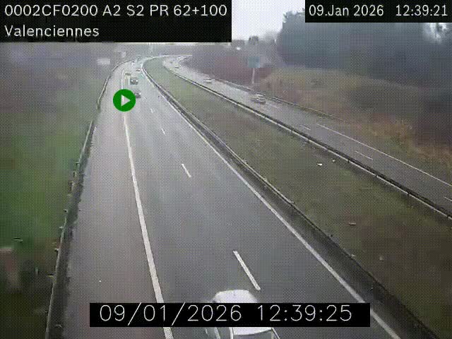 Webcam autoroute A2 à Valenciennes. Vue orientée vers Maubeuge et Mons (Belgique)