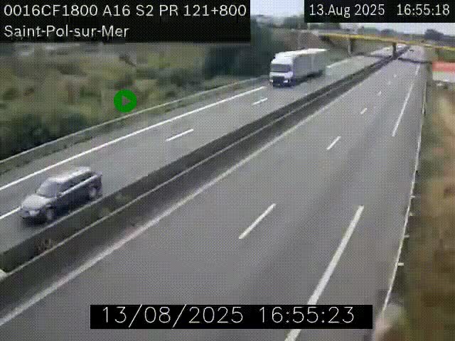 Webcam autoroute A16 à proximité de Dunkerque, à hauteur de la sortie Saint-Pol-sur-Mer. Vue orientée vers Calais