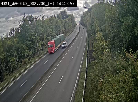 Webcam sur la N81 (E411) à hauteur de la jonction avec la N883. Vue orientée vers Longwy