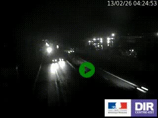 Webcam trafic au bout de l'A42, à la jonction avec le Boulevard Périphérique Nord de Lyon (D383) à Villeurbanne. Vue orientée vers Marseille