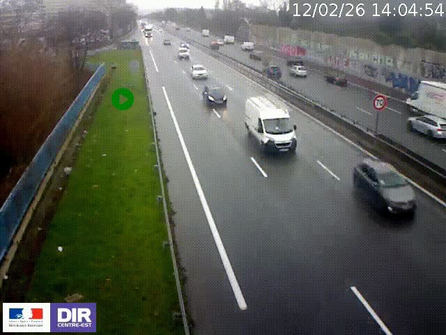 Webcam à Bron sur l'A43 à la jonction avec le boulevard périphérique de Lyon (D383). Vue orientée vers Lyon