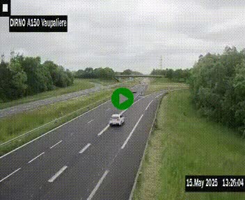 Webcam autoroute A150 à hauteur de La Vaupalière en périphérie de Rouen. Vue orientée vers Rouen