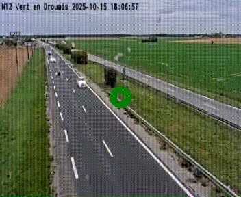 Webcam à hauteur de Vert-en-Drouais sur la N12, en périphérie de Dreux. Vue orientée vers Alençon