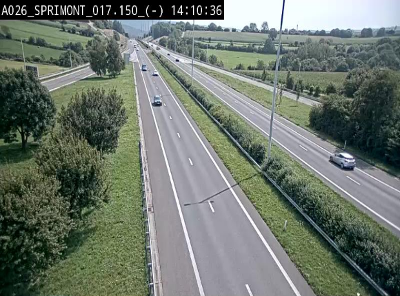 Webcam E25 (A26) à hauteur de Sprimont en direction de Liège et en provenance de Bastogne