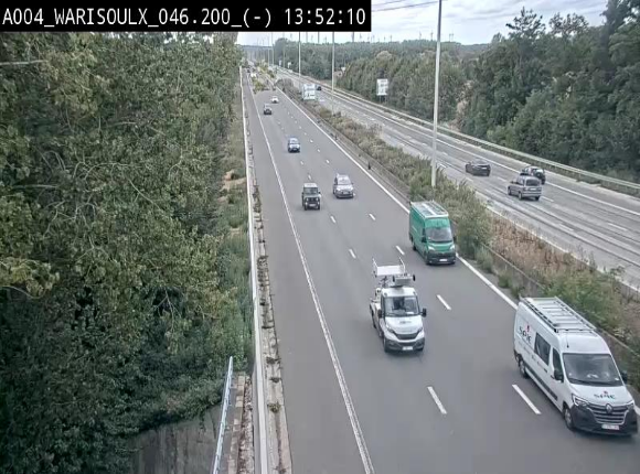 Webcam sur l'E411 à proximité de la jonction avec l'E42 à Warisoulx. Vue orientée vers le nord
