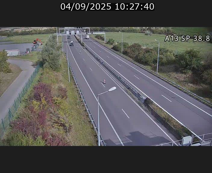 Webcam autoroute A13 à l'entrée ouest du tunnel Markusbierg à Schengen. Vue orientée vers le tunnel et l'Allemagne