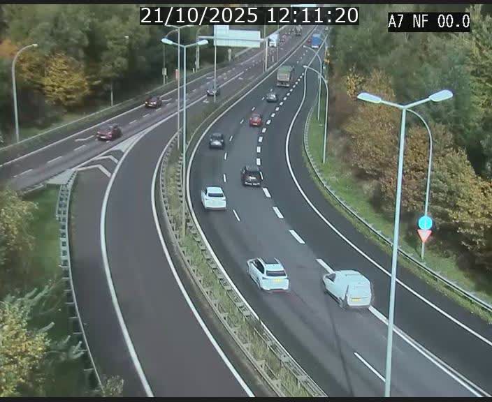 Caméra autoroute Luxembourg A7 - Echangeur A1/A7 Grünewald direction Tunnel Stafelter