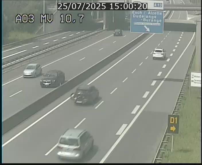 Traffic live webcam Luxembourg Croix de Bettembourg - A3 - BK 10.7 - direction France