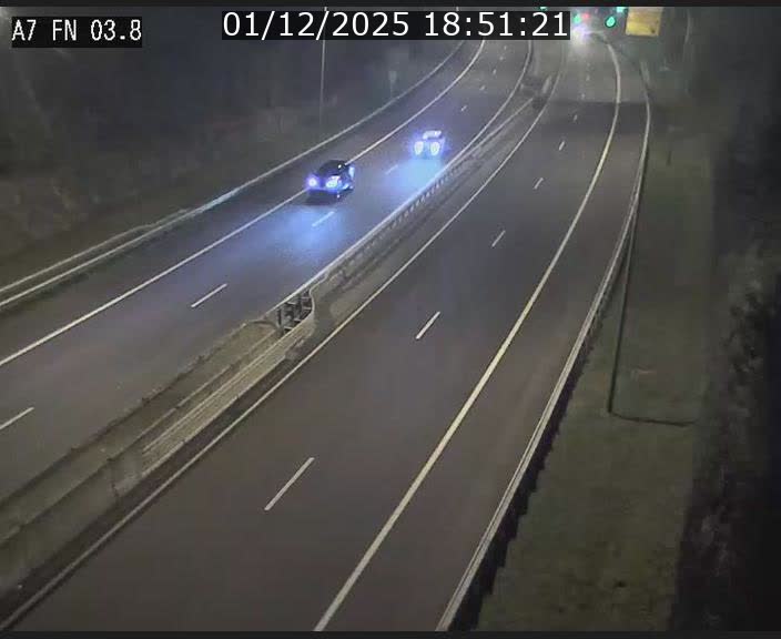 Caméra autoroute Luxembourg A7 - Passage à gibier Rëngelbour - direction Tunnel Stafelter