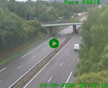 Caméra routière sur l'autoroute A20 au nord de Limoges, à la jonction avec la N520. Vue orientée vers Paris