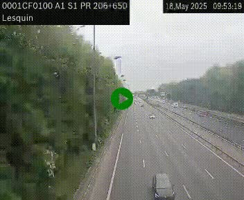 Webcam autoroute A1 à hauteur de Lesquin. Vue orientée vers Lille