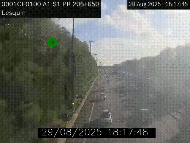 Webcam autoroute A1 à hauteur de Lesquin. Vue orientée vers Lille