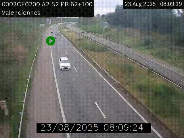 Webcam autoroute A2 à Valenciennes. Vue orientée vers Maubeuge et Mons (Belgique)