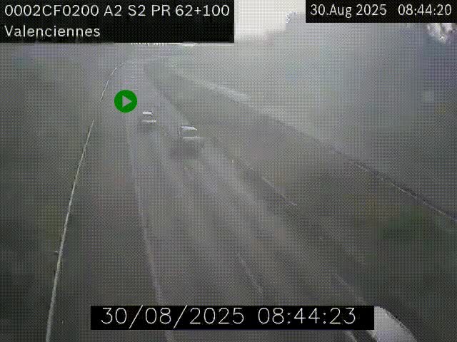 Webcam autoroute A2 à Valenciennes. Vue orientée vers Maubeuge et Mons (Belgique)
