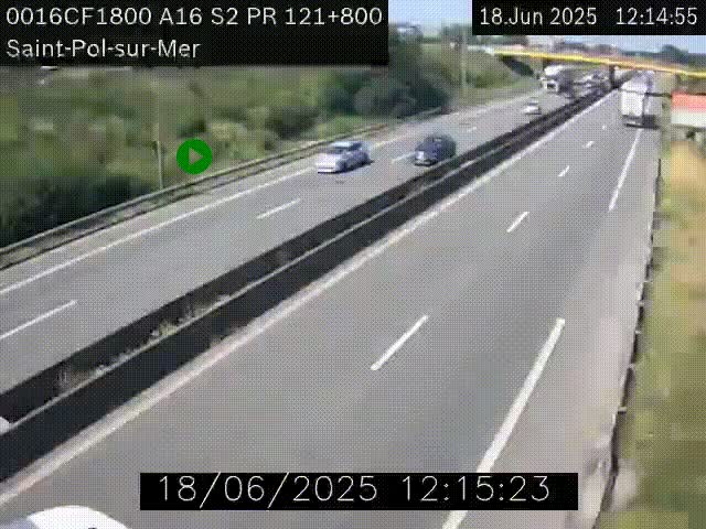 Webcam autoroute A16 à proximité de Dunkerque, à hauteur de la sortie Saint-Pol-sur-Mer. Vue orientée vers Calais