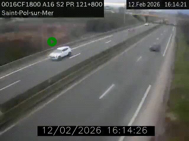 Webcam autoroute A16 à proximité de Dunkerque, à hauteur de la sortie Saint-Pol-sur-Mer. Vue orientée vers Calais