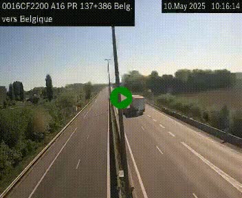 Webcam à la frontière franco-belge au niveau de Bray-Dunes/De-Panne sur l'autoroute A16. Vue orientée vers la Belgique