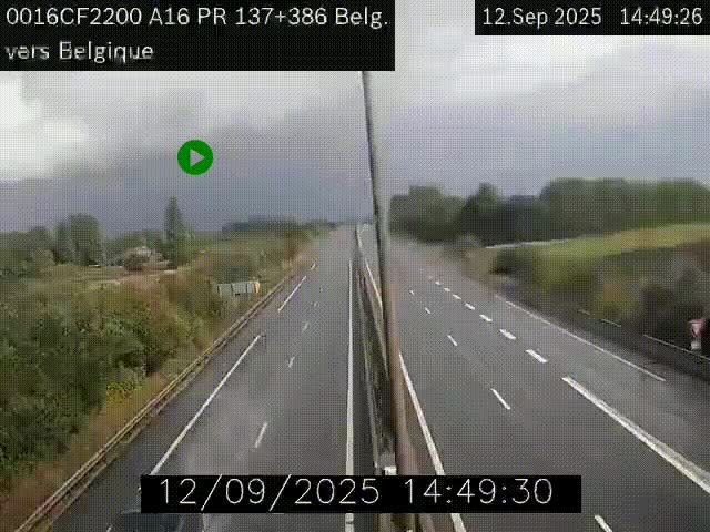 Webcam à la frontière franco-belge au niveau de Bray-Dunes/De-Panne sur l'autoroute A16. Vue orientée vers la Belgique