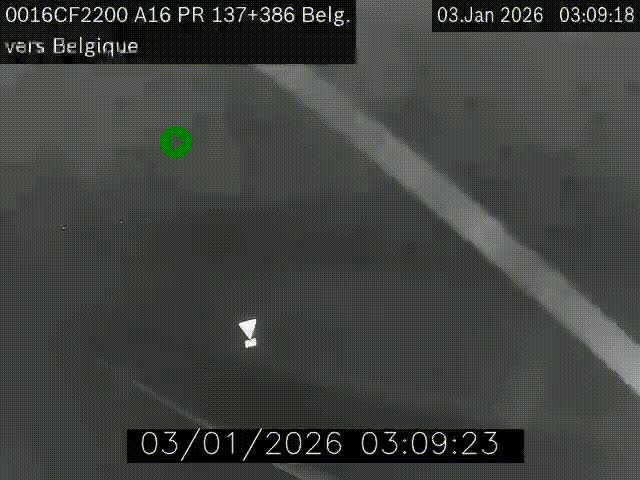 Webcam à la frontière franco-belge au niveau de Bray-Dunes/De-Panne sur l'autoroute A16. Vue orientée vers la Belgique