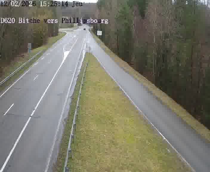 Webcam sur la D620, sur le contournement de Bitche. Vue orientée vers Philippsbourg