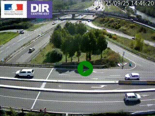 Webcam traffic à Grenoble-sud sur l'autoroute A480. Vue orientée vers l'entrée et la sortie de Grenoble
