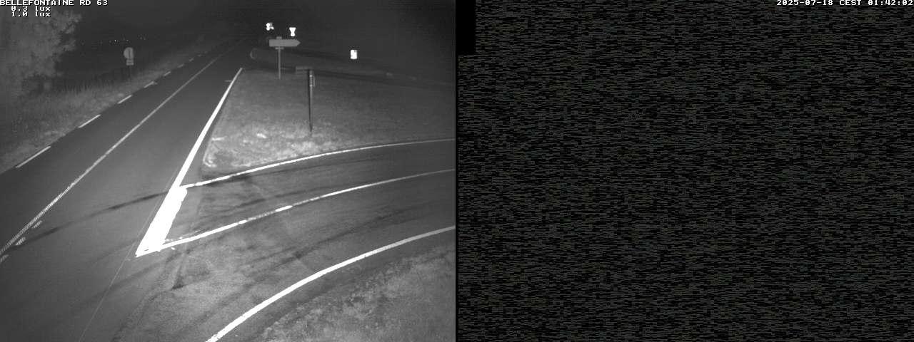 Webcam à Bellefontaine dans les Vosges à 552 mètres d'altitude sur la D63, à la jonction avec la D20A