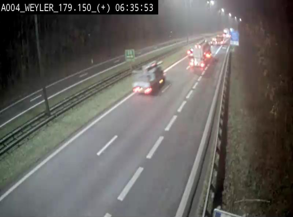 Webcam entre la sortie Arlon et la sortie Weyler sur l'E411. Vue orientée vers Luxembourg