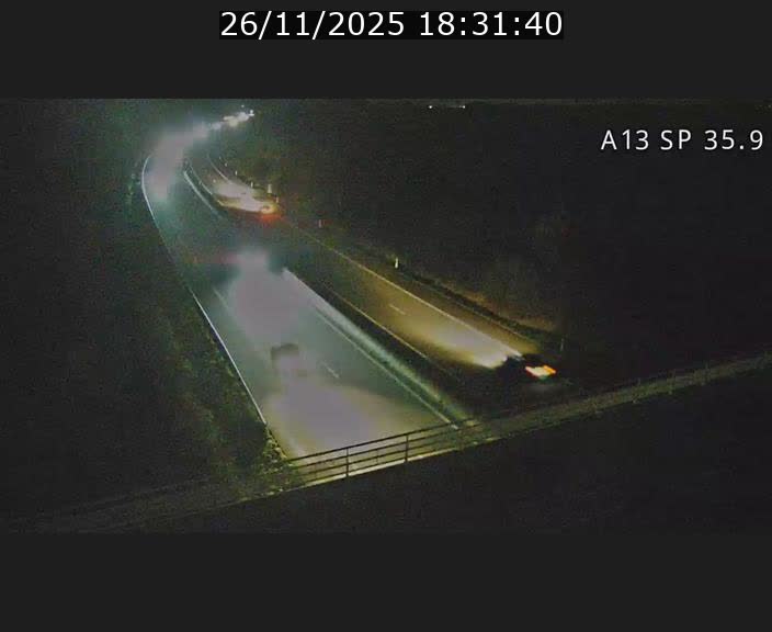 Webcam trafic sur A13 à l'entrée ouest du tunnel Markusbierg à Remerschen. Vue orientée vers Mondorf-les-Bains.