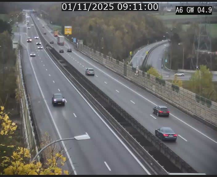 Traffic live webcam Luxembourg Croix de Cessange - A6 - BK 4.9 - direction Belgique