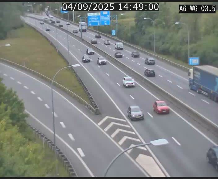 Traffic live webcam Luxembourg - Croix de Cessange - A6 - BK 3.5 - direction France/Allemagne