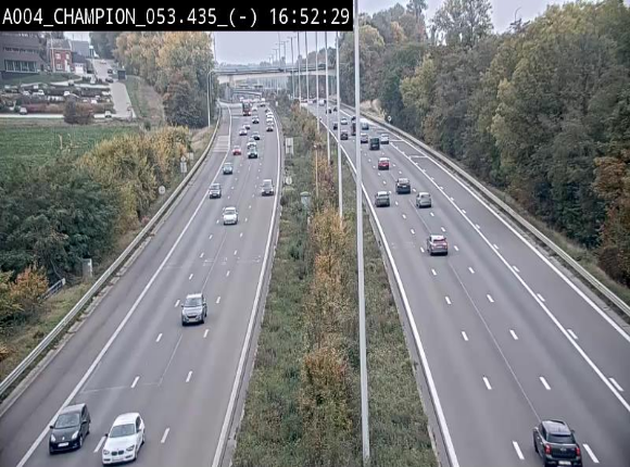Webcam E411 à Champion, à proximité de Namur. Vue orientée vers Bruxelles