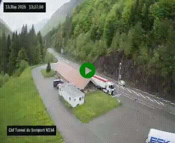 Webcam à l'entrée du tunnel du Somport, côté français, sur la N134, dans les Pyrénées, en direction de l'Espagne, à 1116 mètres d'altitude