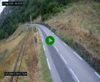 Webcam dans les Pyrénées Atlantique au niveau du col d'Urdos et du fort du Pourtalet sur la N134, en direction du Col et du tunnel du Somport, à 765 mètres d'altitude