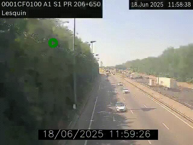 Webcam autoroute A1 à hauteur de Lesquin. Vue orientée vers Lille