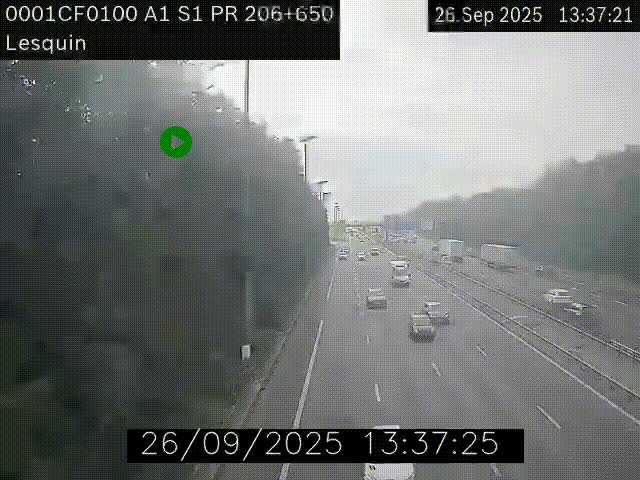 Webcam autoroute A1 à hauteur de Lesquin. Vue orientée vers Lille