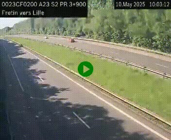 Webcam autoroute A23 à hauteur de Fretin. Vue orientée vers Lille