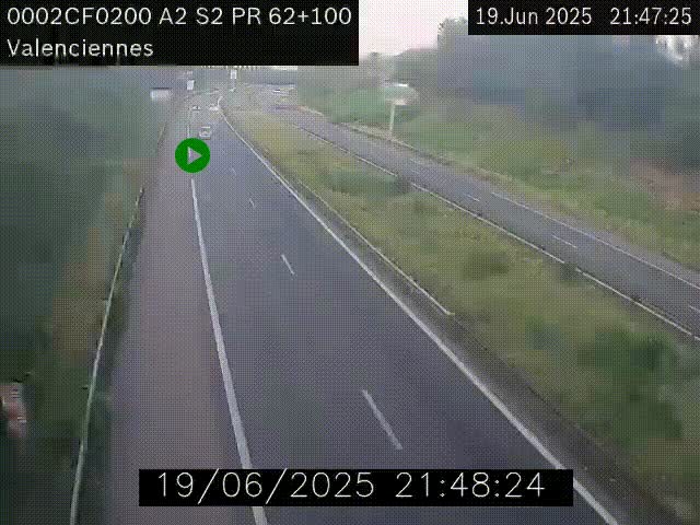 Webcam autoroute A2 à Valenciennes. Vue orientée vers Maubeuge et Mons (Belgique)