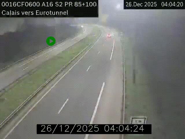 Webcam A16 à Calais en direction du Tunnel sous la Manche (Eurotunnel)
