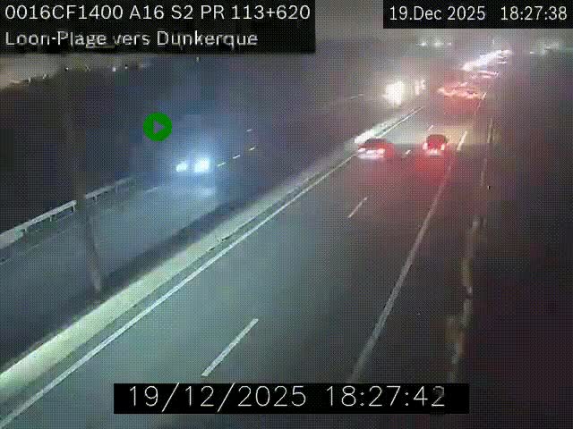 Webcam autoroute A16 à hauteur de Loon-Plage. Vue orientée vers Dunkerque et la Belgique.