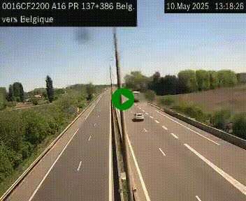 Webcam à la frontière franco-belge au niveau de Bray-Dunes/De-Panne sur l'autoroute A16. Vue orientée vers la Belgique