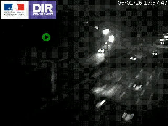 Caméra de circulation routière sur le boulevard périphérique Laurent Bonnevay de Lyon (D383) à hauteur de Bron, avant la jonction avec l'A43. Vue orientée vers l'échangeur