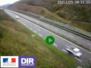 Webcam au niveau du col de Bois Clair à hauteur de Cluny sur la N79. Vue orientée vers Mâcon