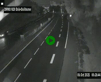 Webcam routière à hauteur de Bois-Guillaume en périphérie de Rouen. Vue orientée vers Rouen