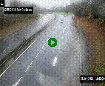 Webcam routière à hauteur de Bois-Guillaume en périphérie de Rouen. Vue orientée vers Rouen